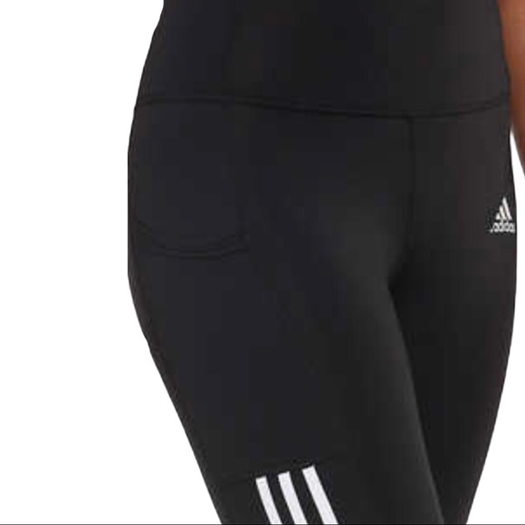 Adidas High Rise Leggings 3-stripe 7/8 Training Tights Workout Leggings NEW - Picture 9 of 12